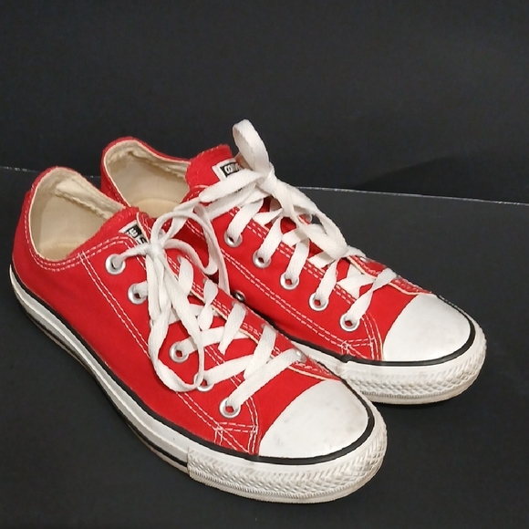 Converse Shoes - Converse Red Canvas Sneakers with White Accents Womens SZ 8